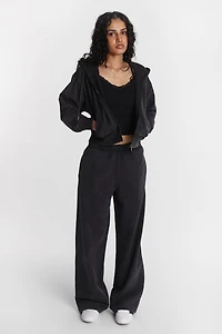 Washed Midi Zip-Up Hoodie