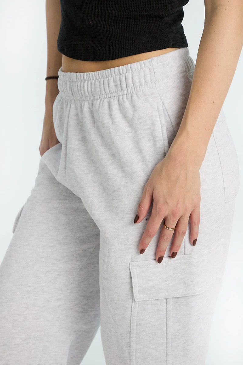 Wide-Leg Cargo Sweatpants