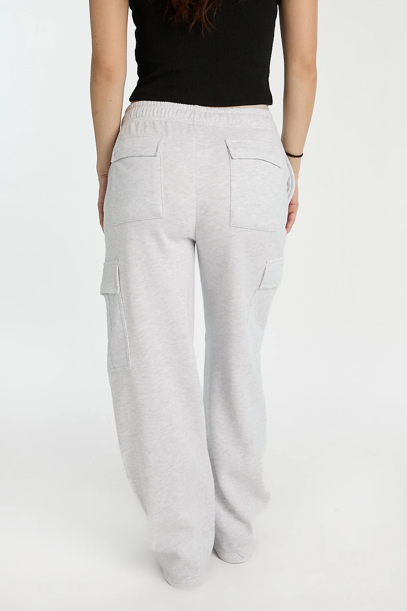 Wide-Leg Cargo Sweatpants