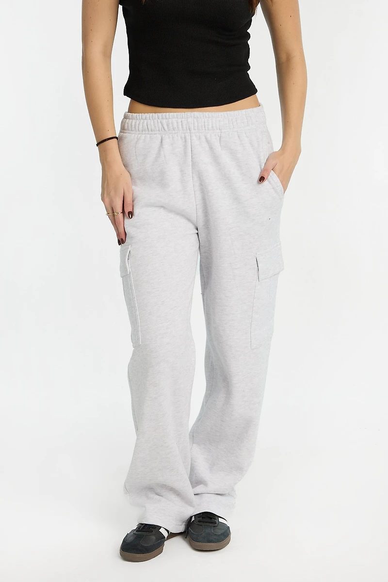Wide-Leg Cargo Sweatpants