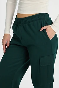 Wide-Leg Cargo Sweatpants