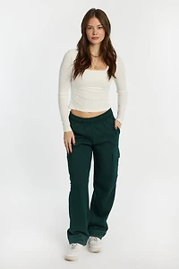 Wide-Leg Cargo Sweatpants
