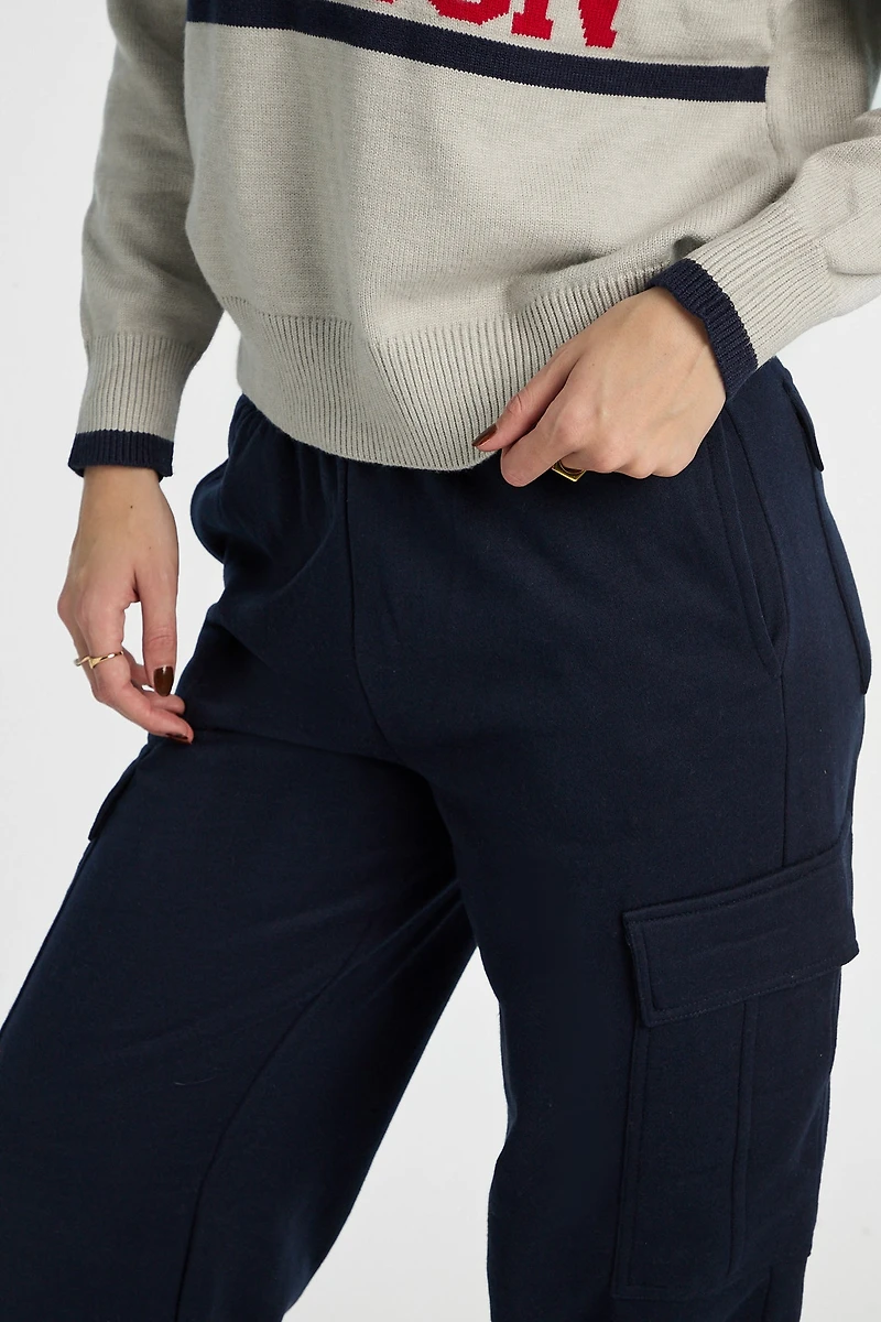 Wide-Leg Cargo Sweatpants