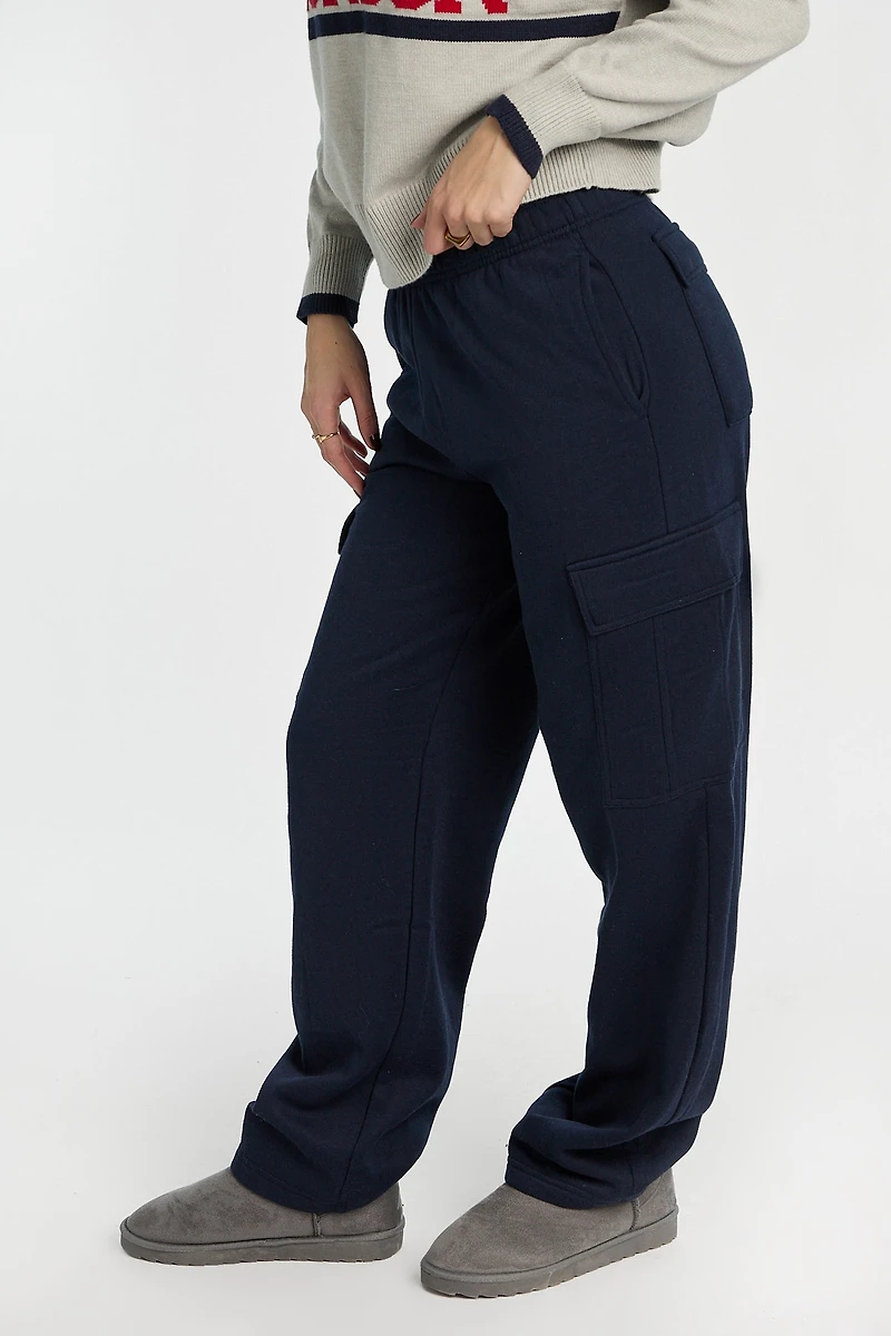 Wide-Leg Cargo Sweatpants