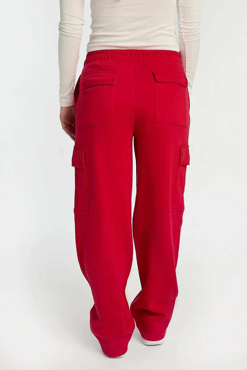Wide-Leg Cargo Sweatpants