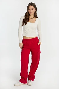 Wide-Leg Cargo Sweatpants