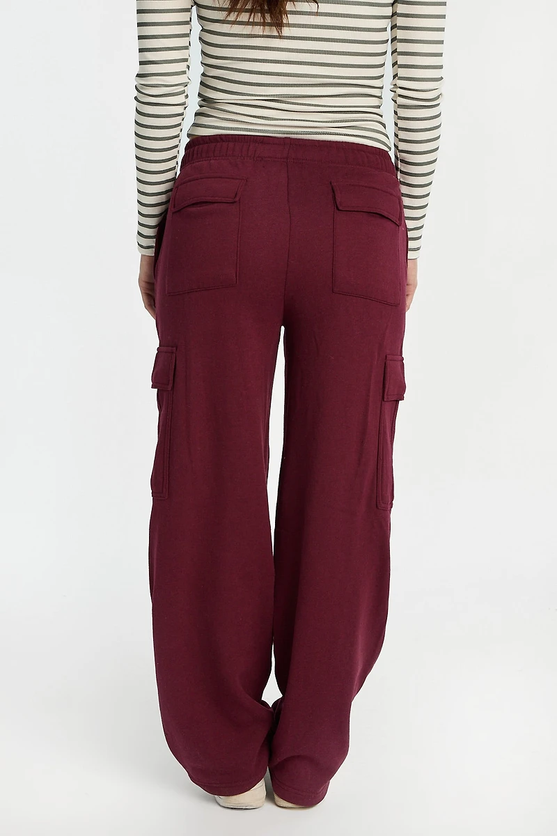Wide-Leg Cargo Sweatpants