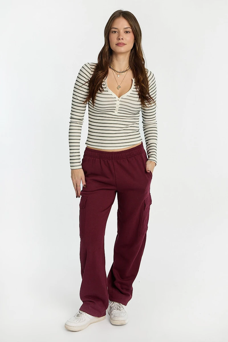 Wide-Leg Cargo Sweatpants