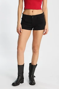 Low Rise Twill Mini Shorts
