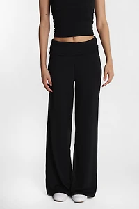 Legging à jambe large revers en molleton brossé ultra-doux