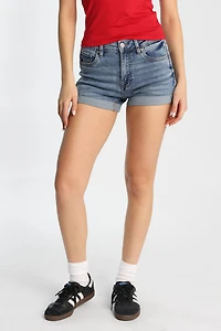 High Rise Midi Demin Shorts