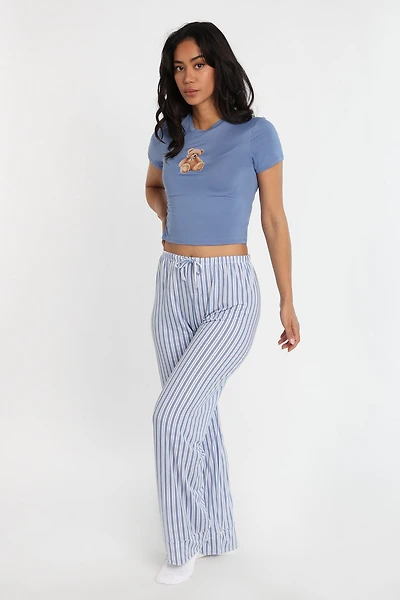 Ensemble pyjama t-shirt écourté et pantalon de ultra doux