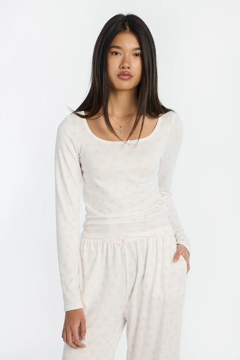 Super Soft Long Sleeve Scoop Neck Pajama Top