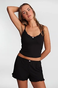 Super Soft Ribbed Knit Pajama Tank Top & Shorts 2-Piece Set