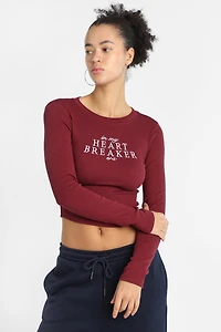 My Heart Breaker Era Embroidered Long Sleeve Baby Tee