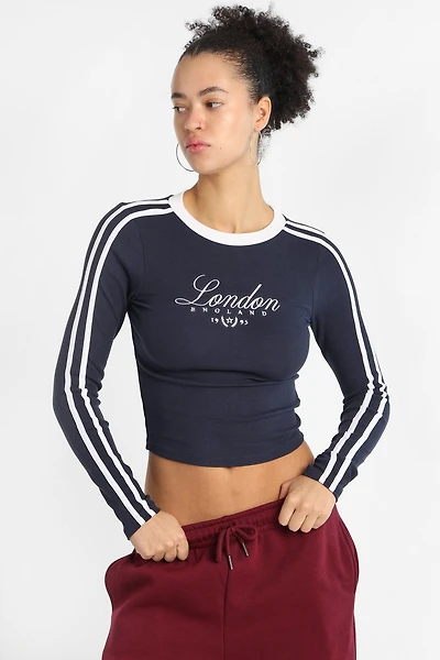 T-shirt ajusté à manches longues brodé London England 1995