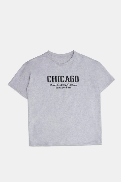 T-shirt coupe décontractée imprimé Chicago femme
