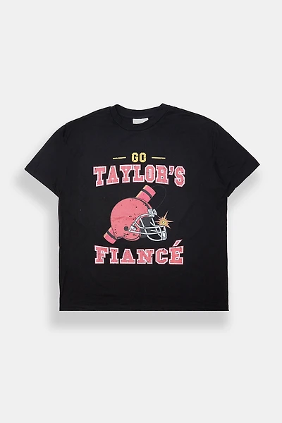 T-shirt coupe boyfriend imprimé Go Taylor's Fiancé