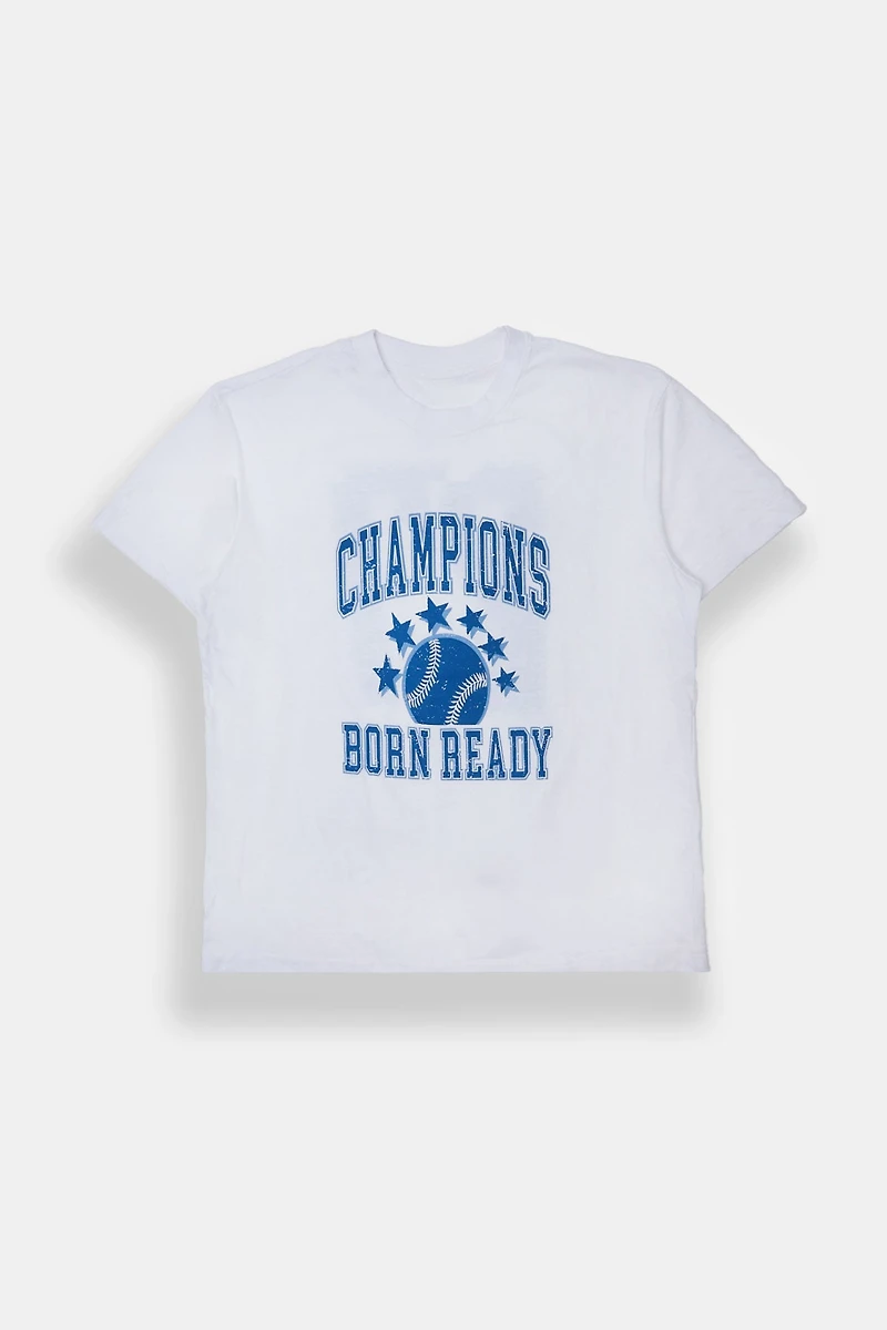 T-shirt coupe boyfriend imprimé Born Ready Champions