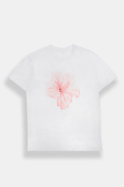 T-shirt coupe boyfriend imprimé hibiscus