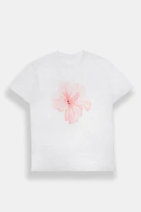 T-shirt coupe boyfriend imprimé hibiscus