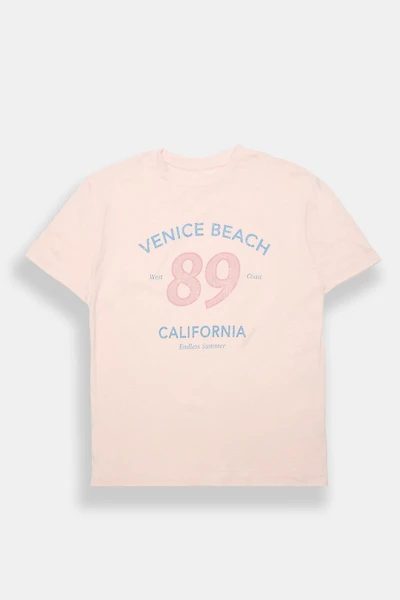 T-shirt coupe boyfriend imprimé Venice Beach California