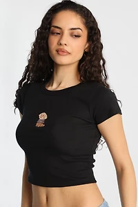 Puppy Embroidered Graphic Baby Tee