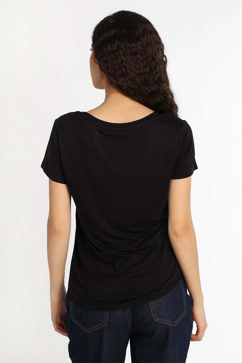 T-shirt décontracté à col en V