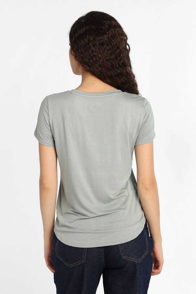 T-shirt décontracté à col en V