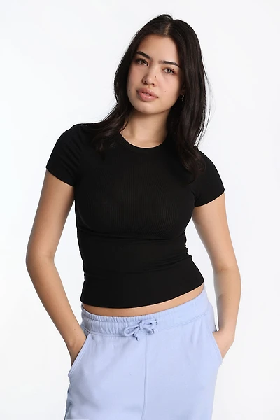 Short Sleeve Crew Neck Longline Tee