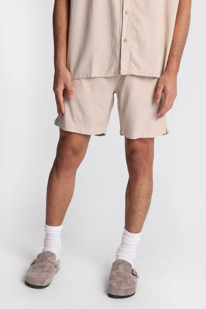 Short en mélange de lin 7 po