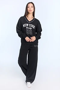 Graphic V-Neck Sweatshirt