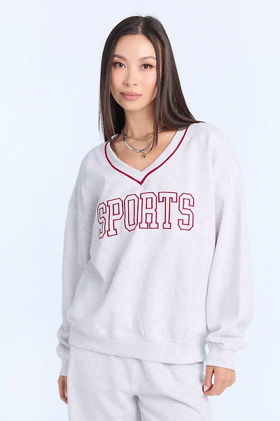 Graphic V-Neck Sweatshirt