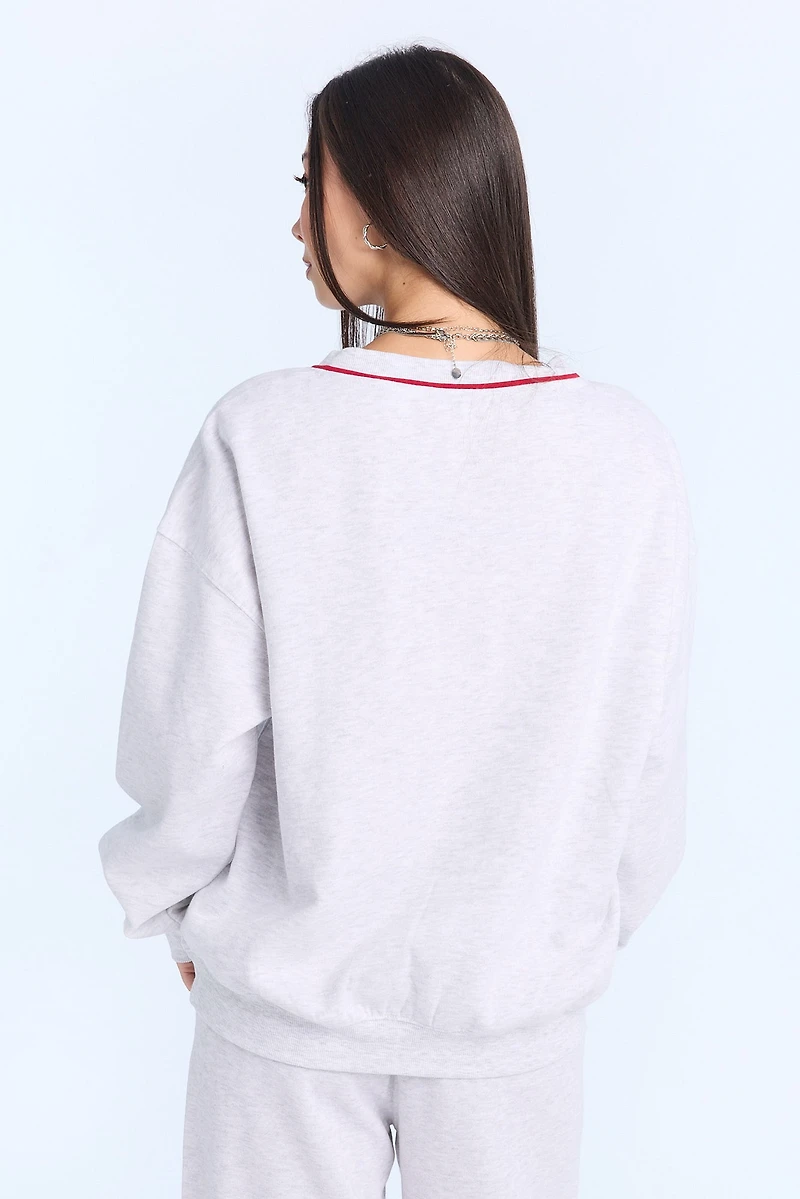 Graphic V-Neck Sweatshirt