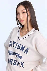 Graphic V-Neck Sweatshirt