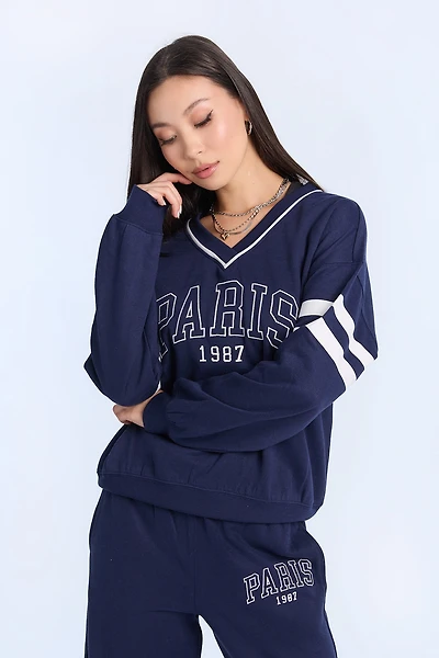 Sweatshirt en molleton à col V