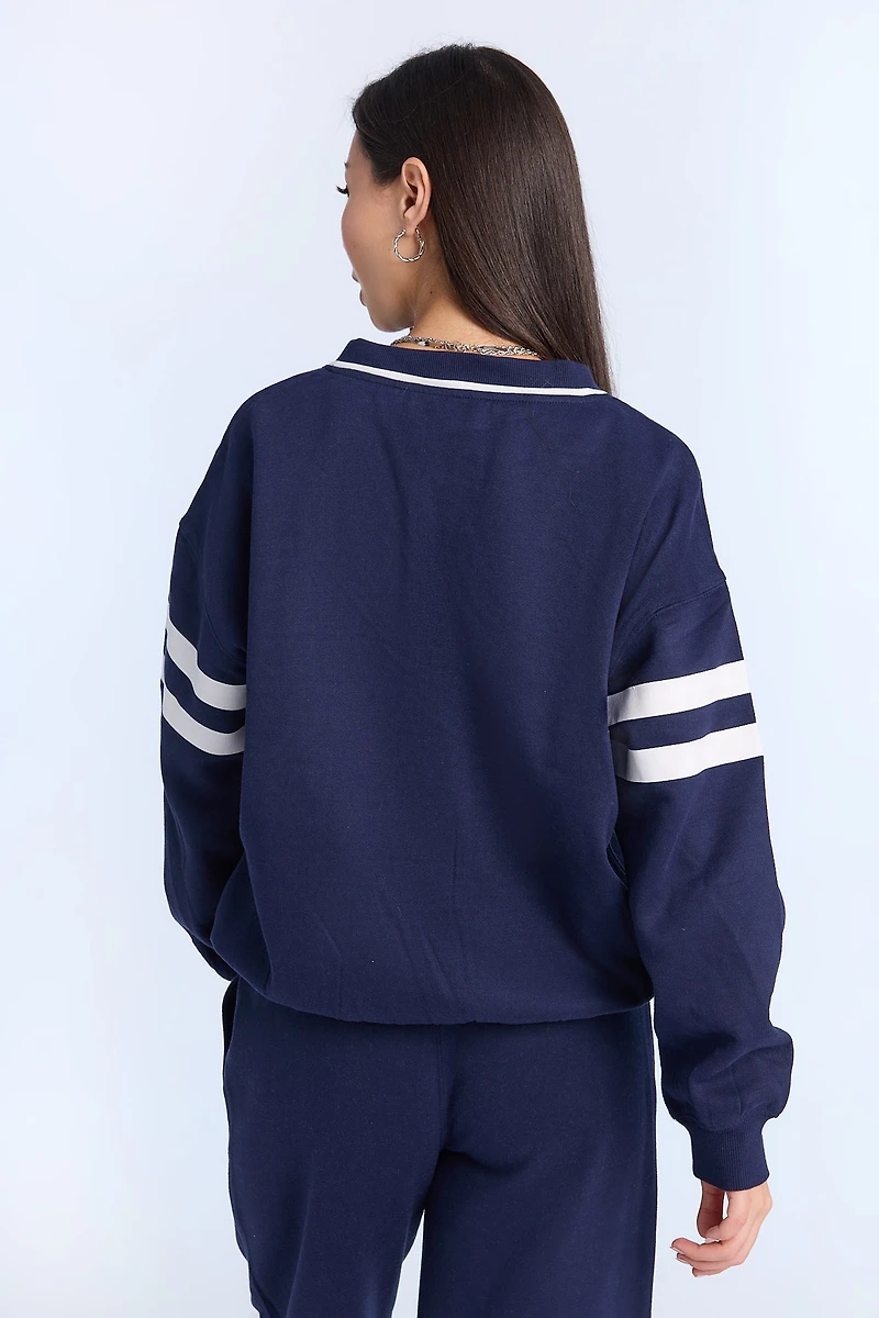 Graphic V-Neck Sweatshirt
