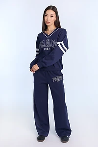 Graphic V-Neck Sweatshirt