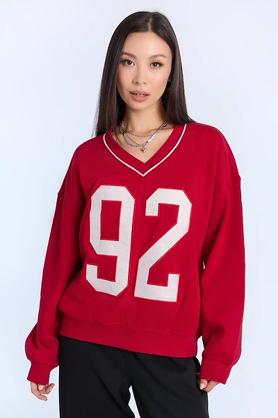Graphic V-Neck Sweatshirt