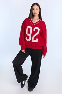 Graphic V-Neck Sweatshirt