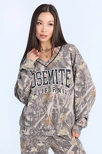 Graphic V-Neck Sweatshirt