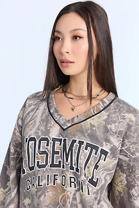 Graphic V-Neck Sweatshirt