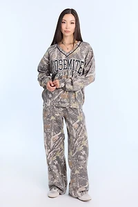 Graphic V-Neck Sweatshirt