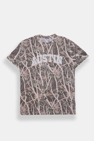 T-shirt coupe boyfriend camouflage arbres Austin Texas