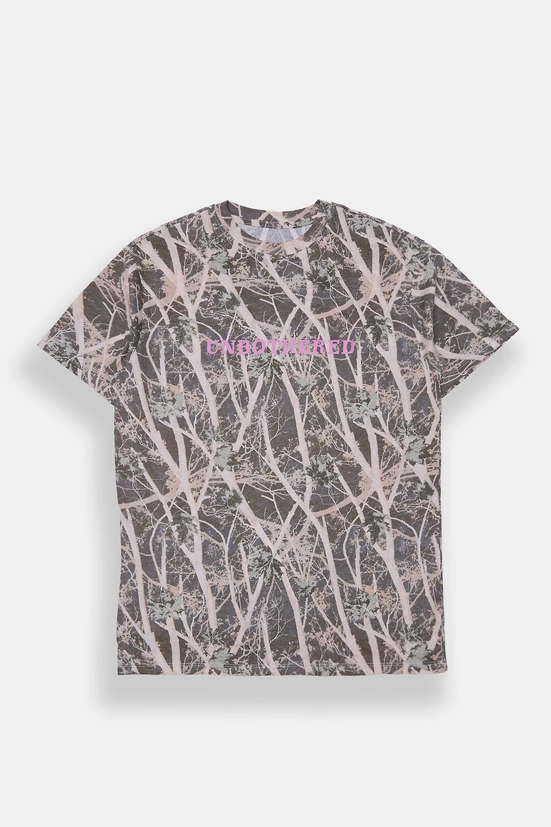 T-shirt coupe boyfriend camouflage arbres Unbothered