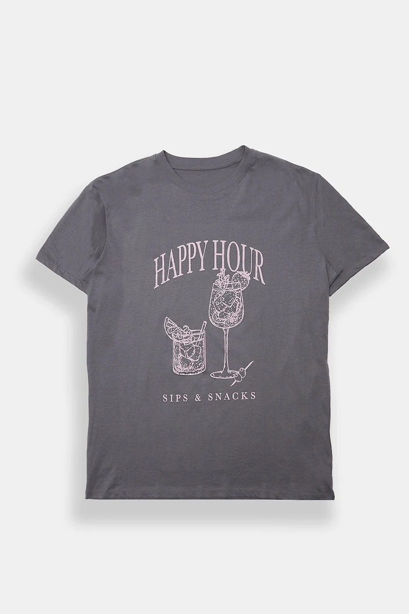 Happy Hour Graphic Boyfriend Tee