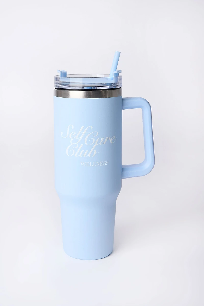 Gobelet en métal avec couvercle et paille