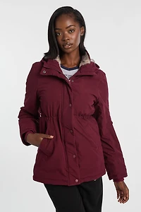 Parka doublée de fausse fourrure avec capuchon