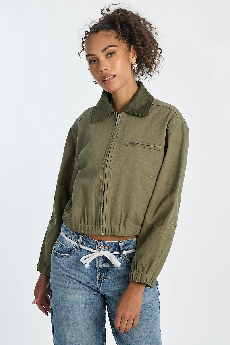 Twill Collared Workwear Jacket