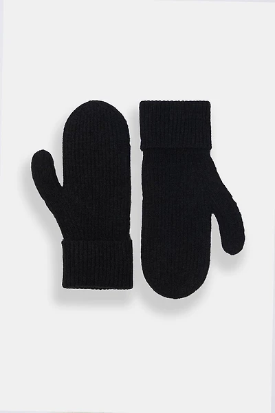 Ribbed Cuffed Mittens